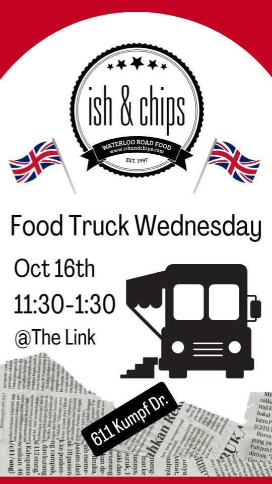 It's a good day to enjoy some fish and chips! @ishandchipstruck will be in front of 611 Kumpf Dr. serving from 11:30-1:30. Don't miss out!! 

#kwfoodtrucks #foodtruck #lunchbreak #supportlocal #foodtruckwednesday #streetfood #lunchtime #fishandchips